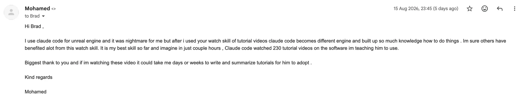 Newsletter reply from Mohamed B.