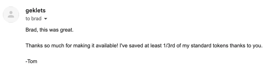 Newsletter reply from Tom