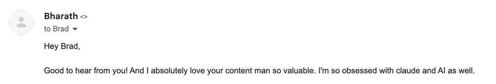 Newsletter reply from Bharath K.